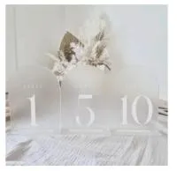 номерки на столы комплект 1-10 прозрачные с белым 17,8*12,7 см