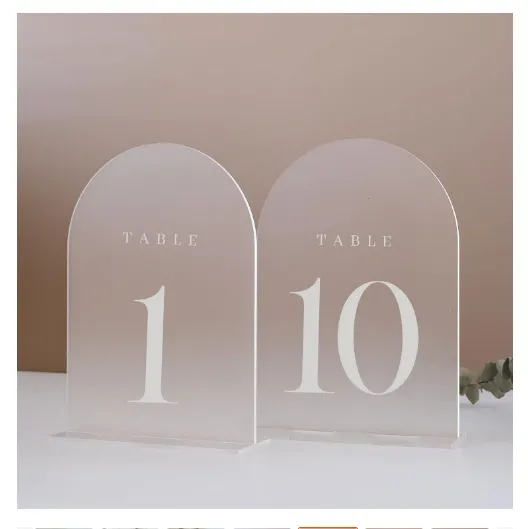 номерки на столы комплект 1-10 прозрачные с белым 17,8*12,7 см