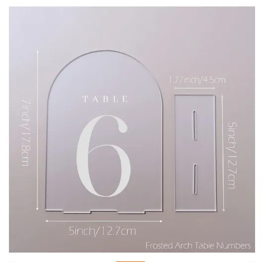 номерки на столы комплект 1-10 прозрачные с белым 17,8*12,7 см