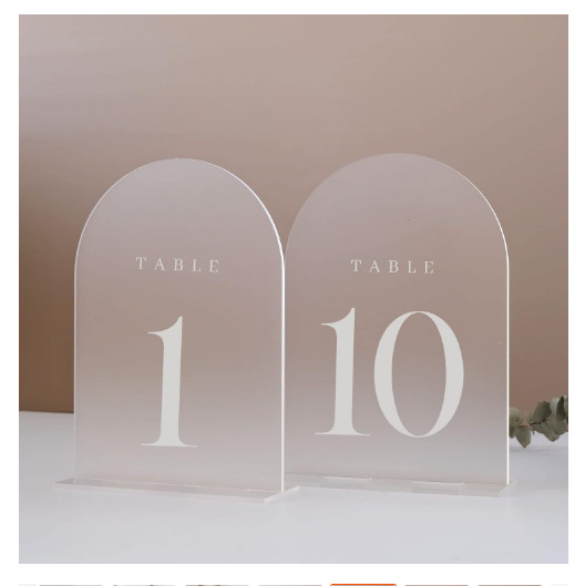 номерки на столы комплект 1-10 прозрачные с белым 17,8*12,7 см