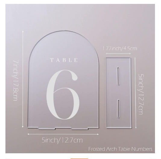 номерки на столы комплект 1-10 прозрачные с белым 17,8*12,7 см