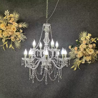 люстра классическая акриловая серебро 8+4 рожка