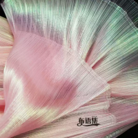 плиссированая ткань ширина 140 см светло-розовый хамелеон