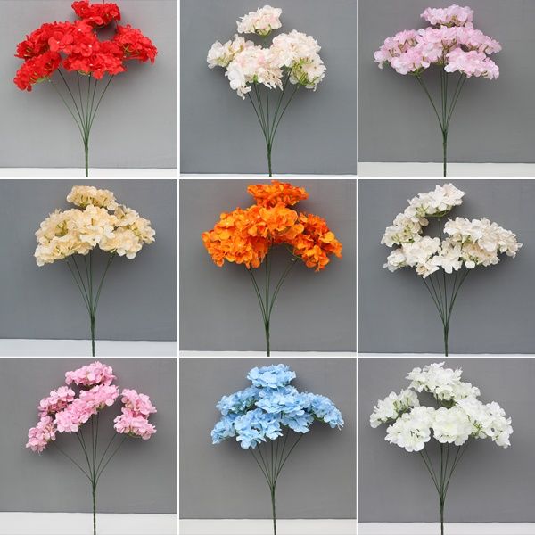 букет гортензий ткань 7 голов розовый