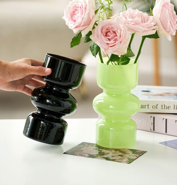 вазочка стекло 18*9 см голубая