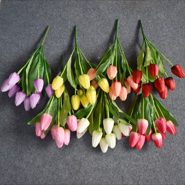 букет тюльпанов ткань  оранжевый