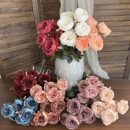 букет пион опт 5 штук 7 голов розовый