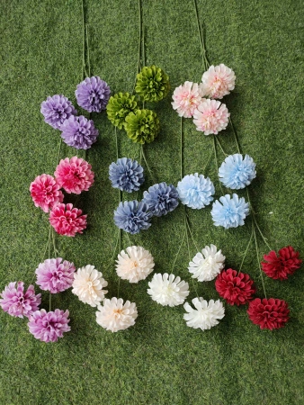 ветка тройного георгина 10 см серо-голубой