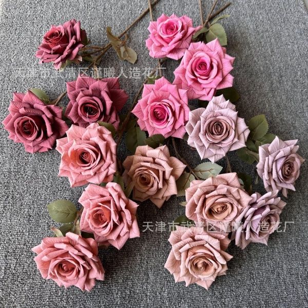 премиум опт 5 штук тройная роза фуксия