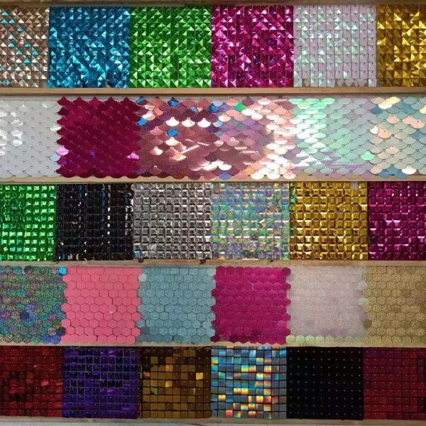 Панель с пайетками 30см х 30 см прозрачная основа цвет зеркально зеленый 16